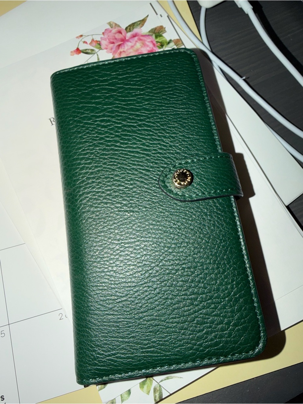 Poppy & Peonies Go Anywhere Wallet Heritage Green